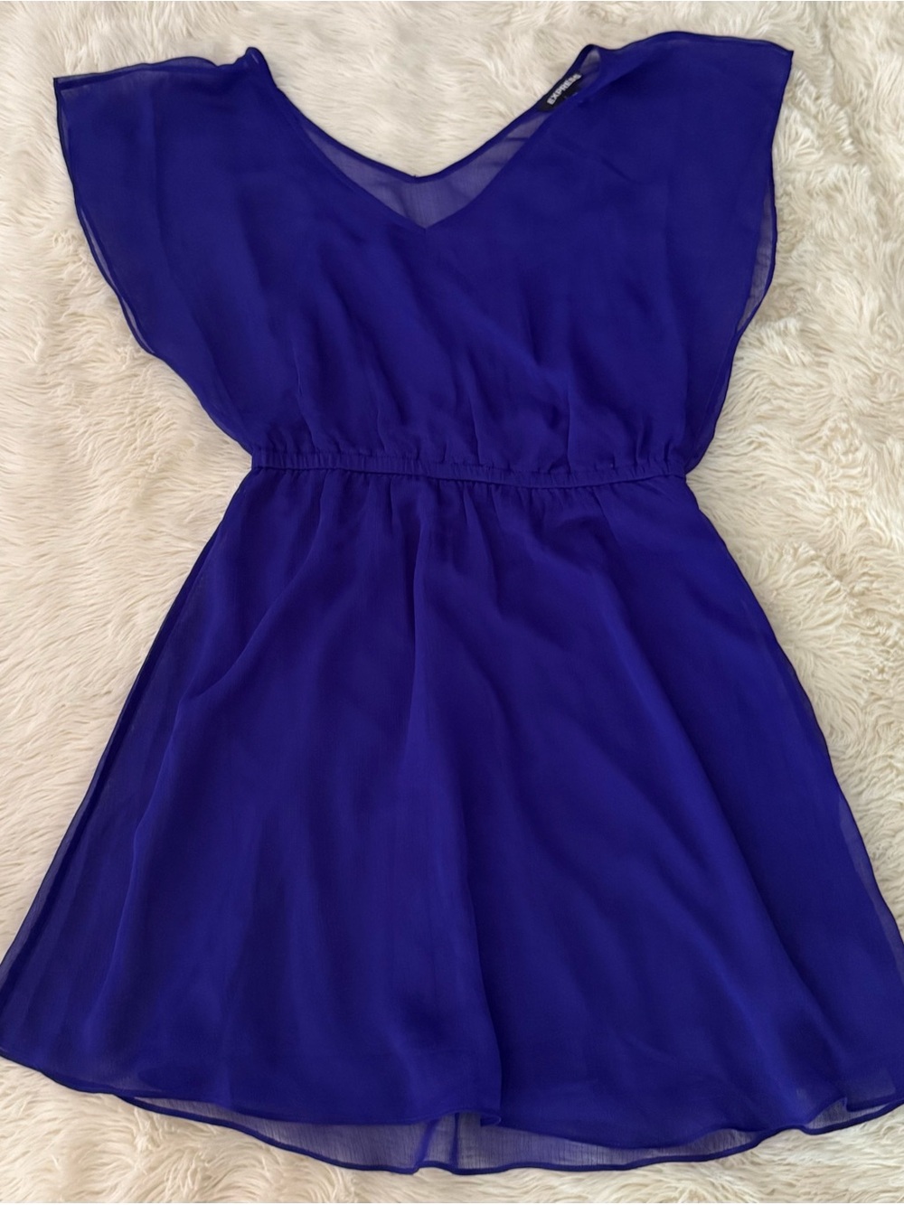 Express purple Flutter Sleeve Chiffon Dress